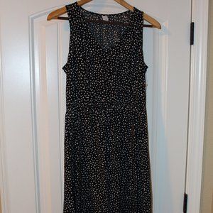 Old Navy Waist Defined Dress - Black w/ White Dots